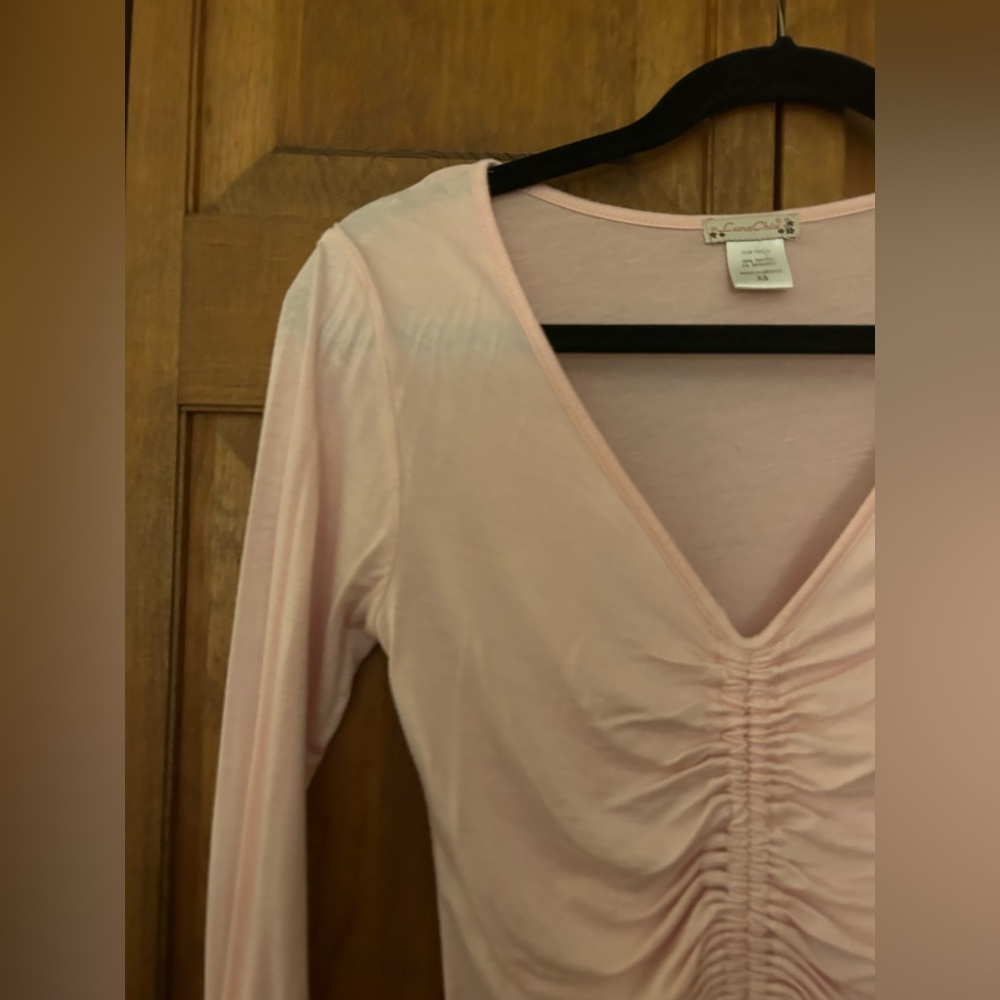 Luna Chix Women’s Sz XS Pink Ruching Balletcore Y2K Inspired Long Sleeved Top - Picture 3 of 15